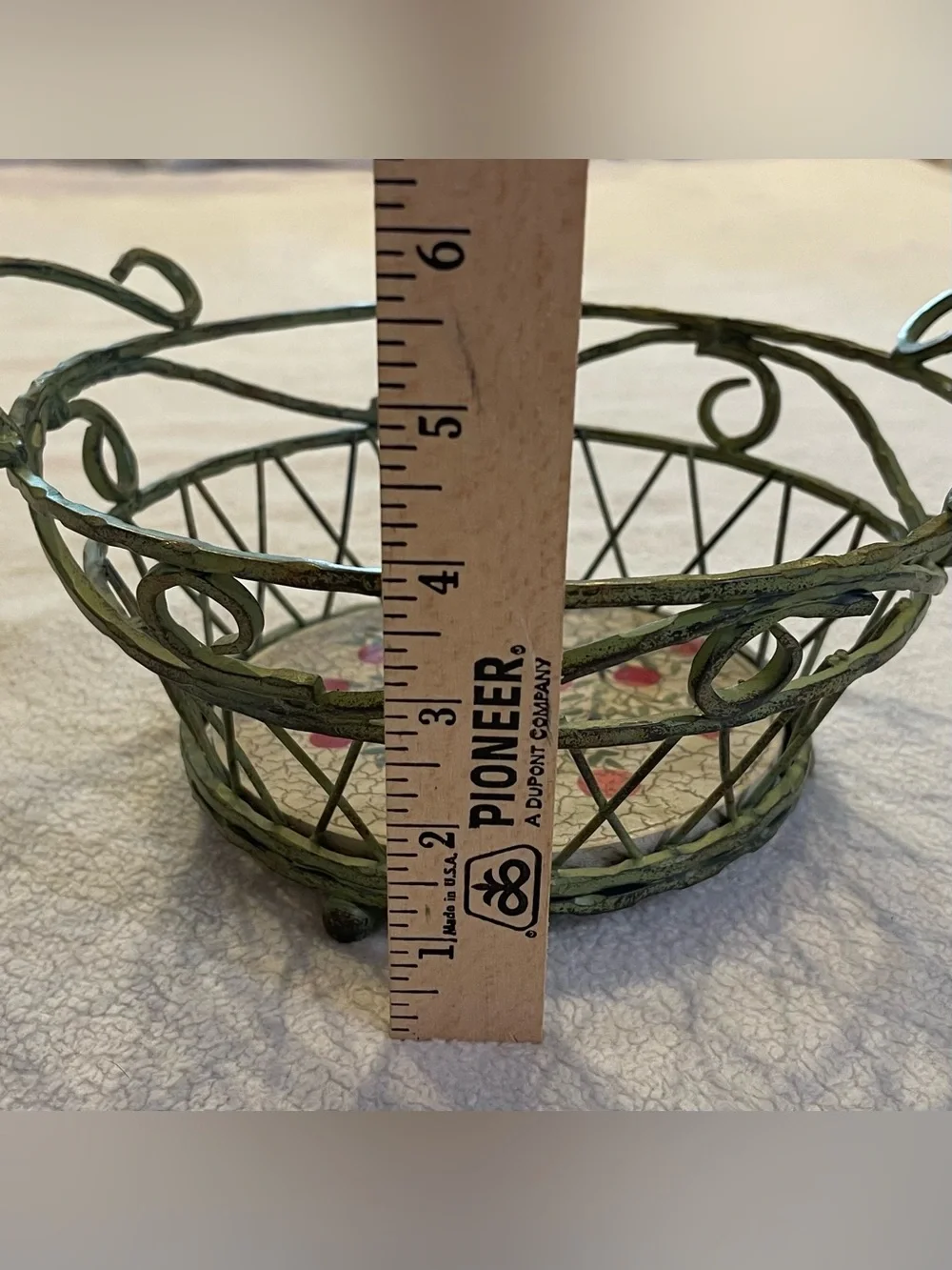 Vintage Wrought Iron Apple Fruit Basket Cottagecore Farmhouse Decor